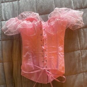 Pink corset tie lace top